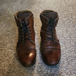 Aldo Classic Burgundy Brown Leather Men's Zip Up Boots (11M)